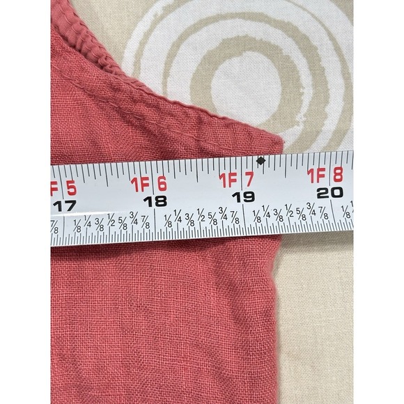 Blu Orchid Women's XL 100% Linen Dress Pink Textured Floral Neckline Pockets - Picture 6 of 10